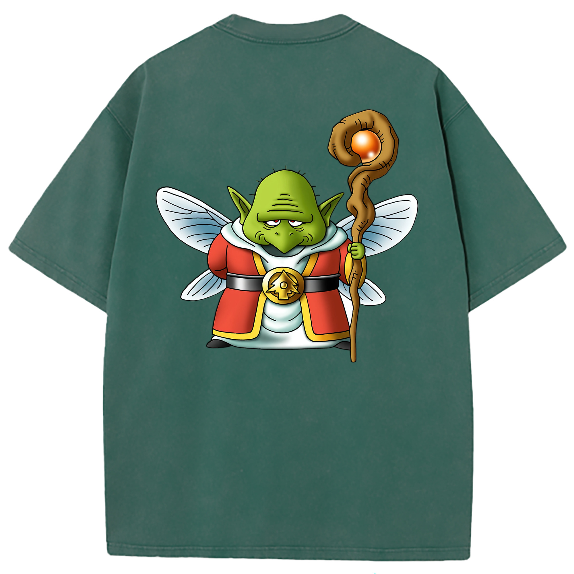 （画像用） ドラゴンクエスト Doragon Kuesuto Dragon Quest 綿100% ヴィンテージ風 半袖Tシャツ（背面プリント）